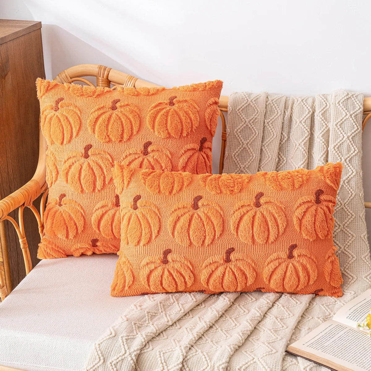 Halloween Pumpkin Embroidered Plush Pillowcase