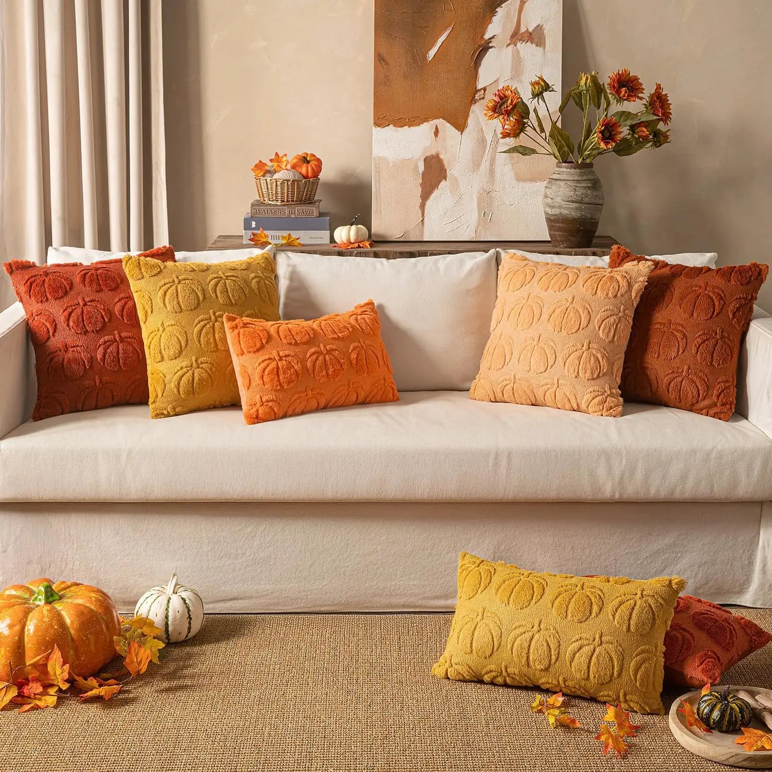 Halloween Pumpkin Embroidered Plush Pillowcase