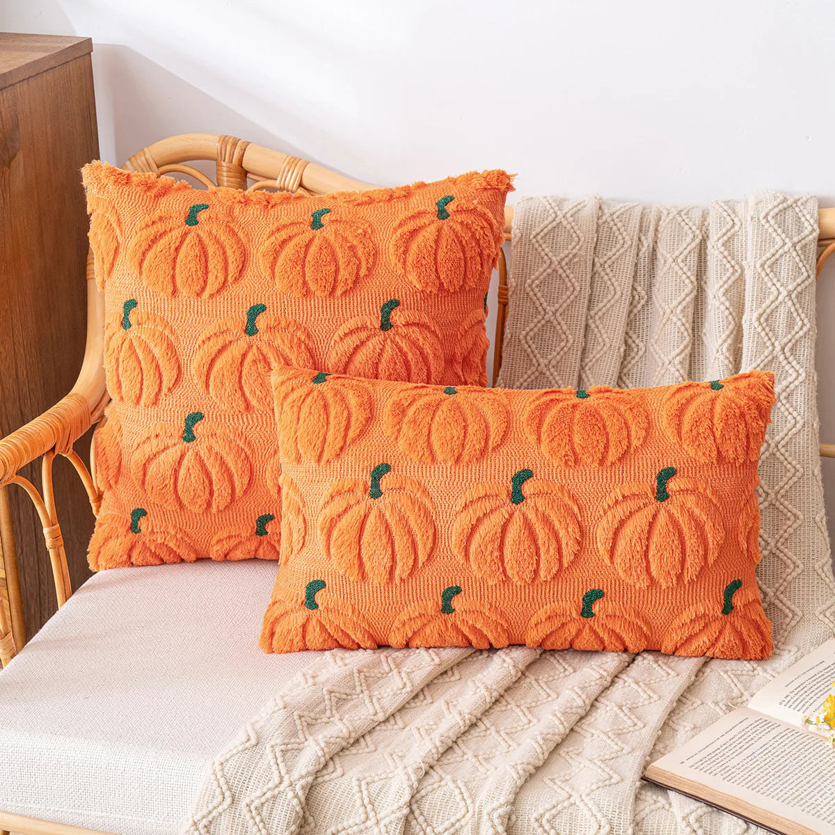 Halloween Pumpkin Embroidered Plush Pillowcase