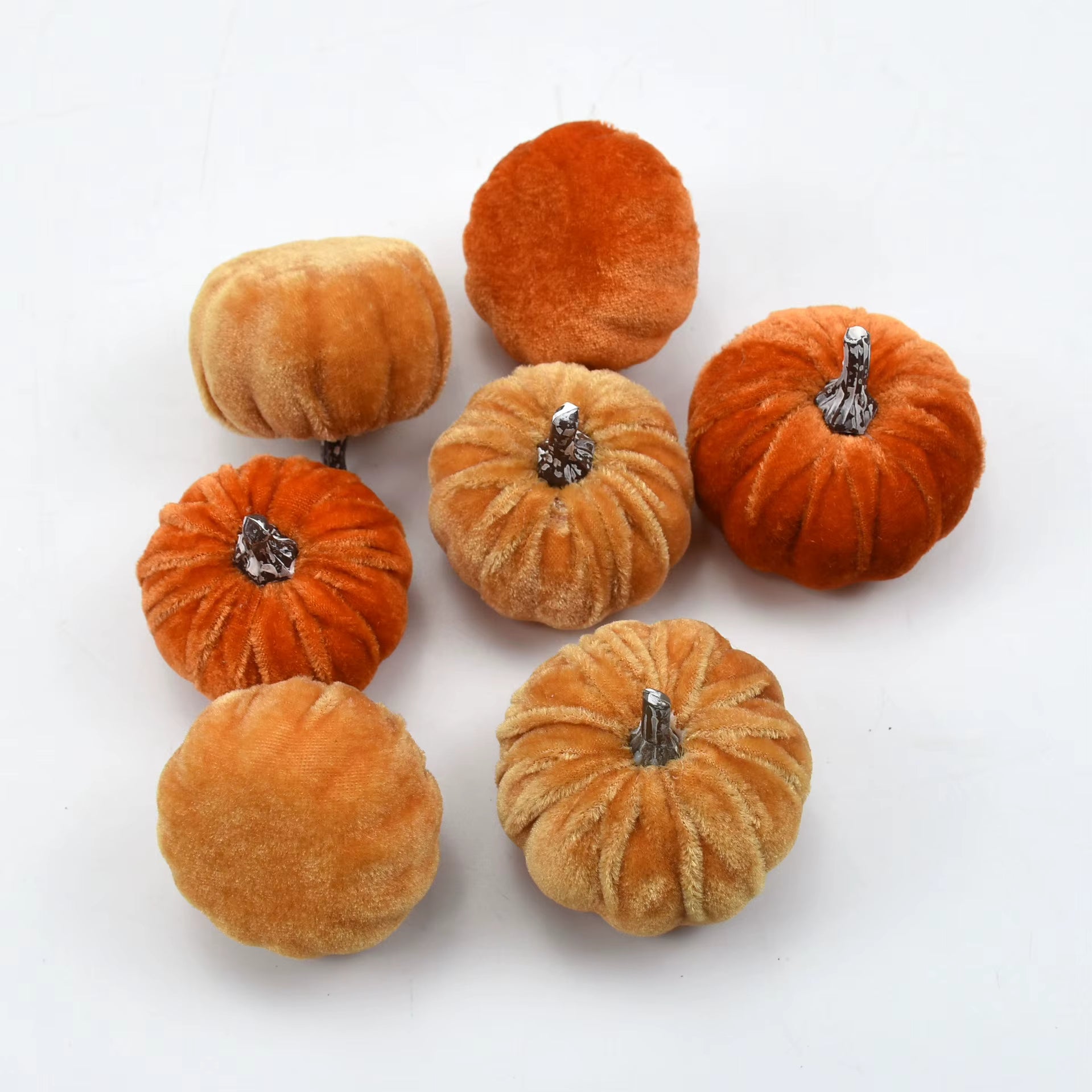 10pcs Velvet Artificial Pumpkin Ornaments