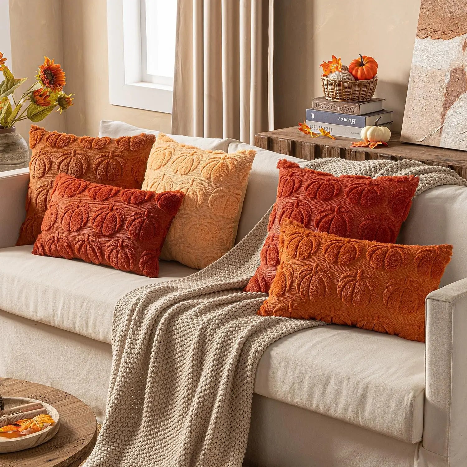 Halloween Pumpkin Embroidered Plush Pillowcase