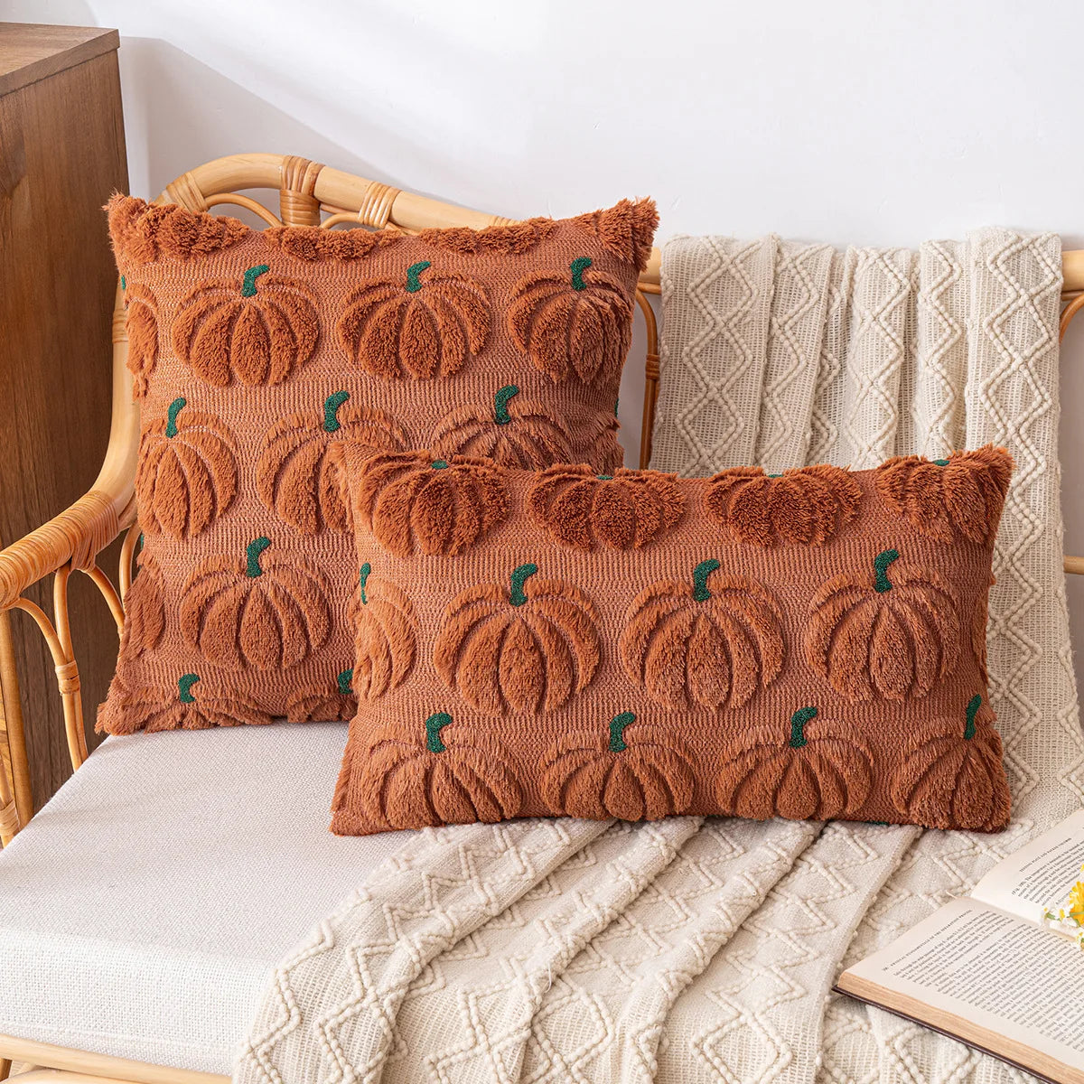 Halloween Pumpkin Embroidered Plush Pillowcase