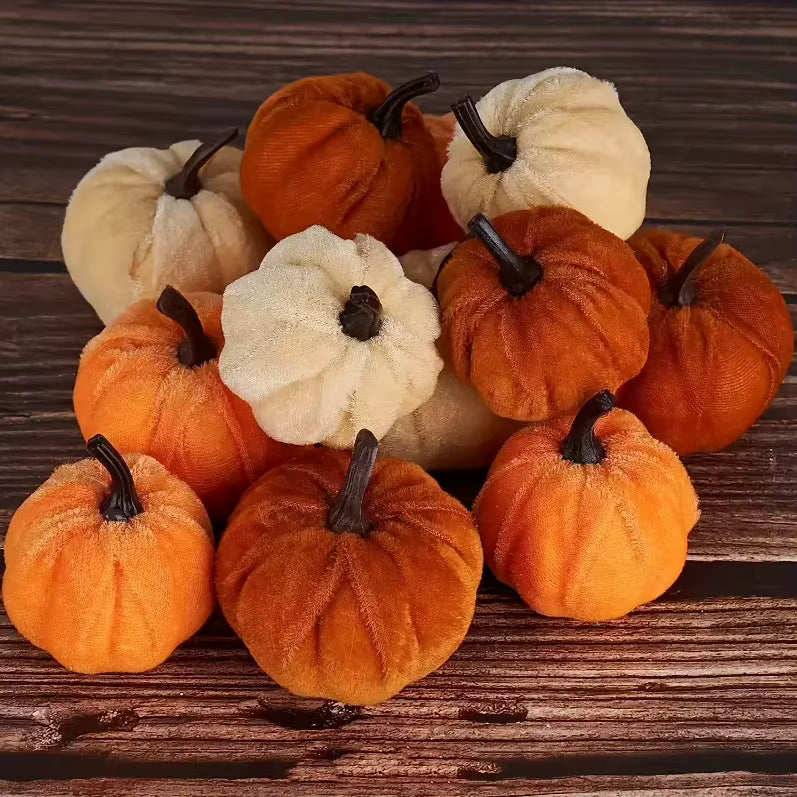 10pcs Velvet Artificial Pumpkin Ornaments