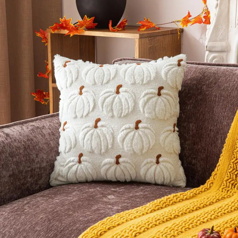 Halloween Pumpkin Embroidered Plush Pillowcase