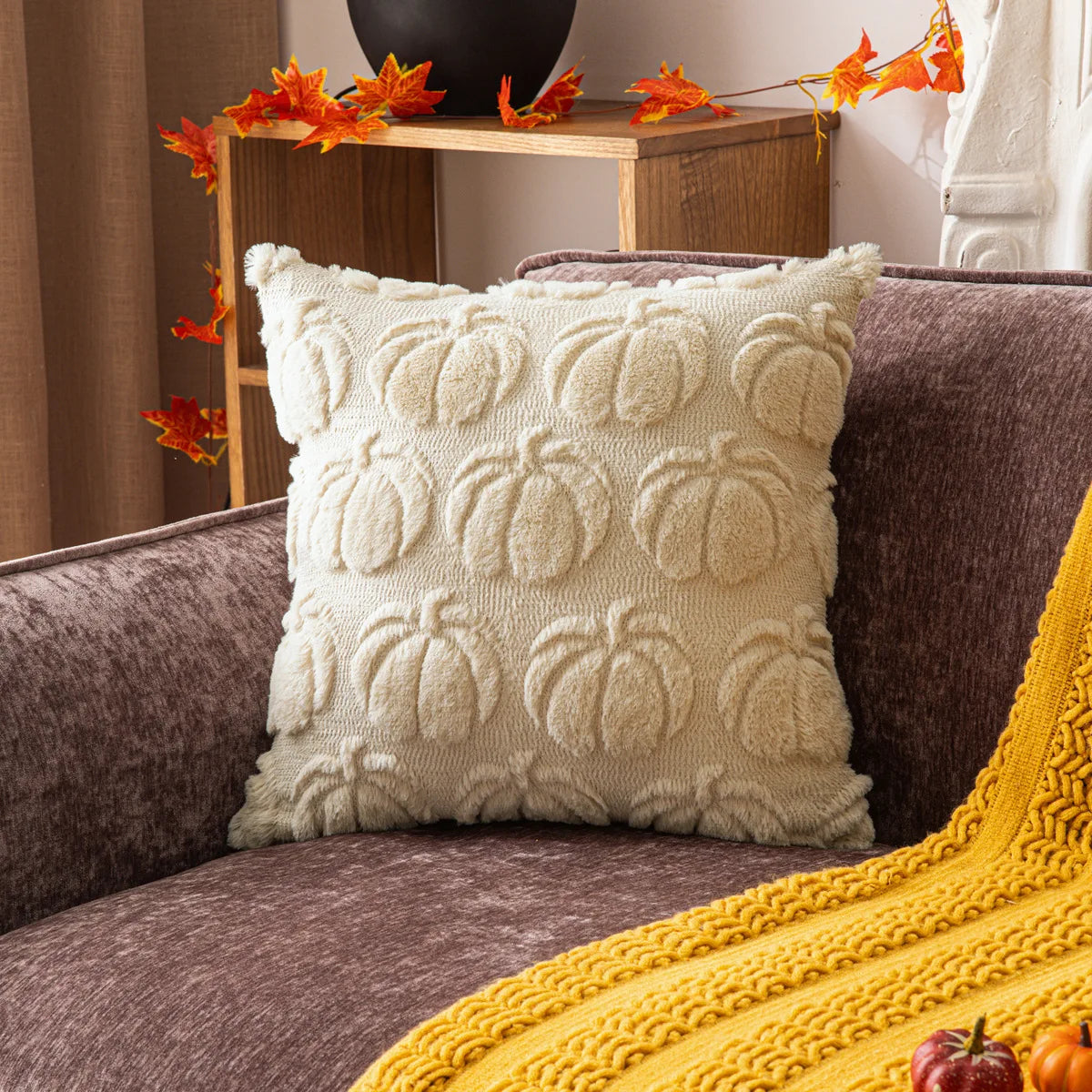 Halloween Pumpkin Embroidered Plush Pillowcase