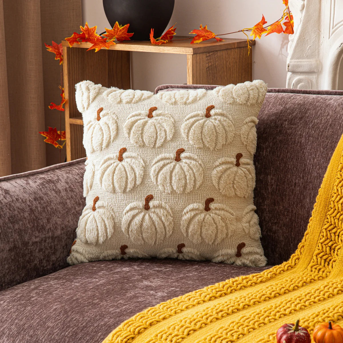 Halloween Pumpkin Embroidered Plush Pillowcase